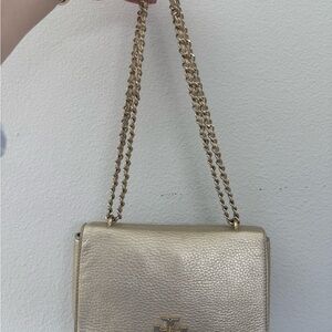 Tory Burch Gold Textured Shoulder Bag